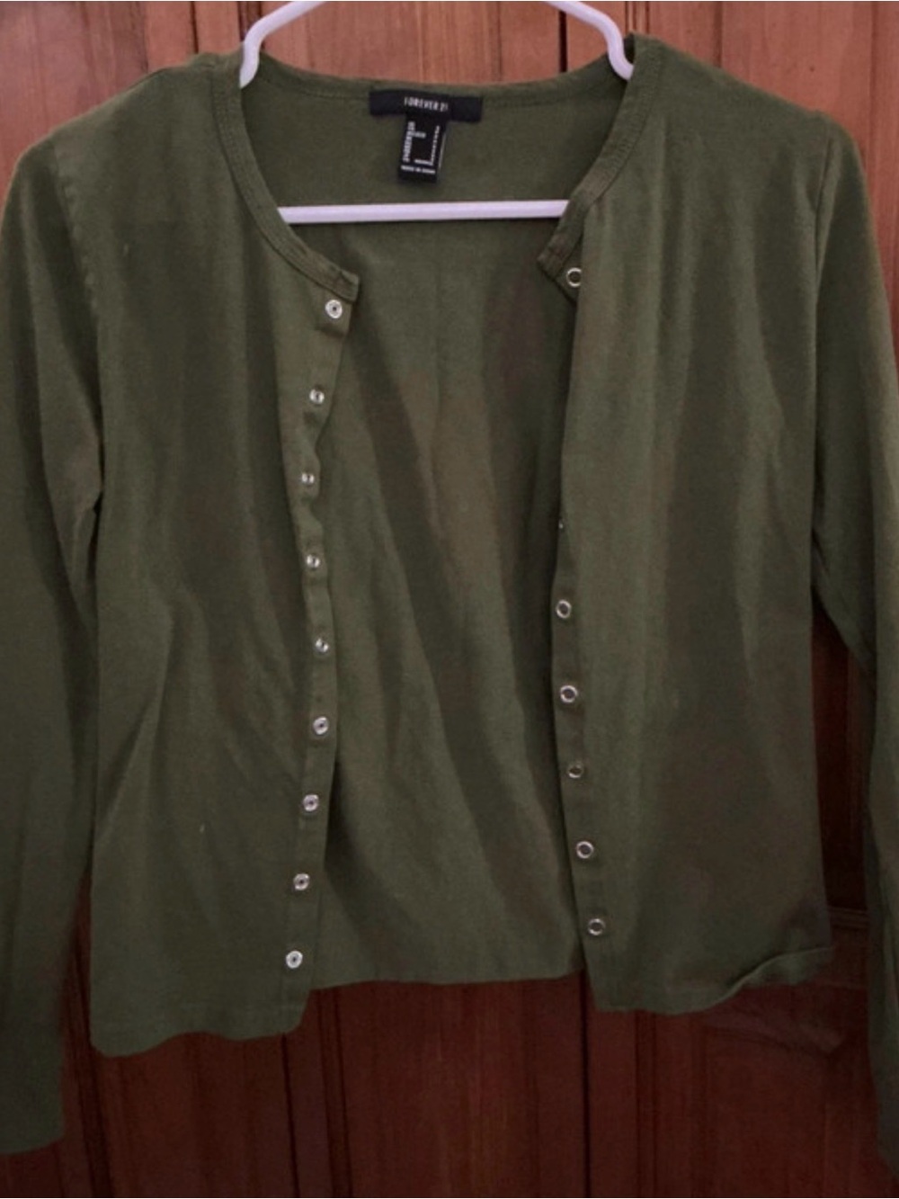 Forever 21 Olive Green Button-Front Cardigan